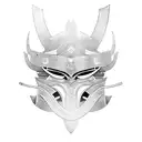 Combine the elements of a Samurai Mask and an African Mask into a single design tattoo design idea