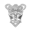 Create an ancient history-inspired tattoo featuring African masks tattoo design idea