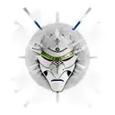 Combine the elements of a Samurai Mask and an African Mask into a single design tattoo design idea