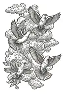 clouds doves flying tattoo design idea