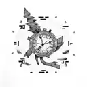 Clock tower struck by lightning tattoo design idea