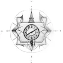 Clock tower struck by lightning tattoo design idea