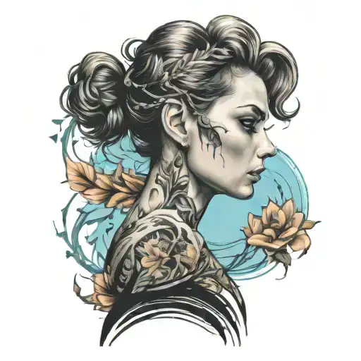 muse / girl side profile tattoo design idea