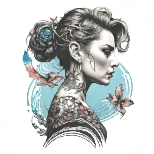 muse / girl side profile tattoo design idea