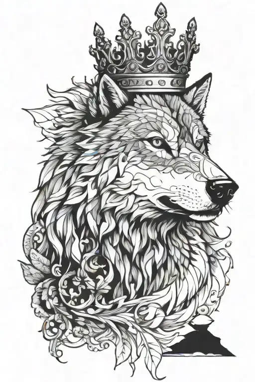 more like a wolf with a crown related to the ature and science  tattoo design idea