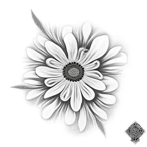 morning glories, violets, and daisies tied together with black string tattoo design idea