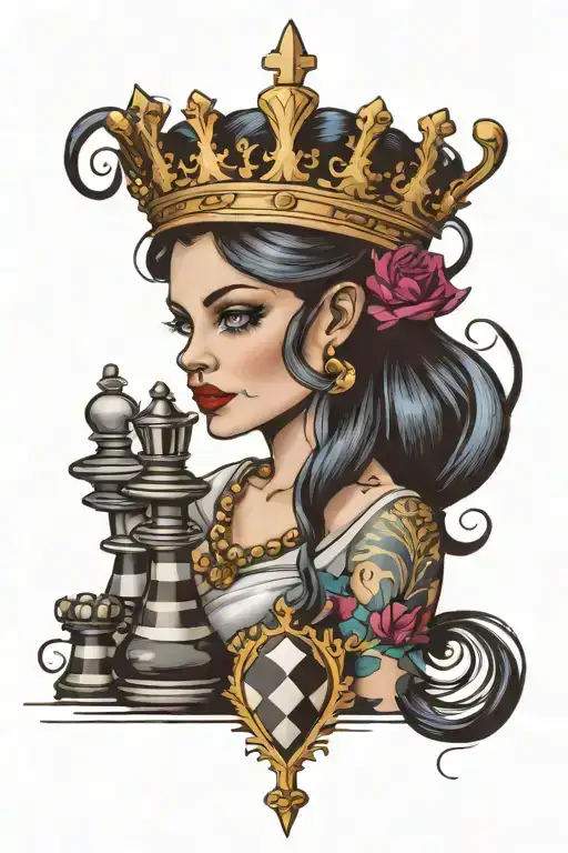 chess queen tattoo design idea
