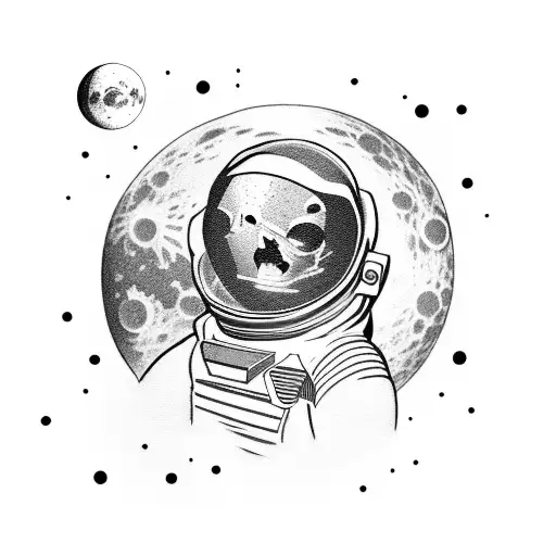 Astronaut playing a guitar on the moon with Saturn in the background tattoo design idea