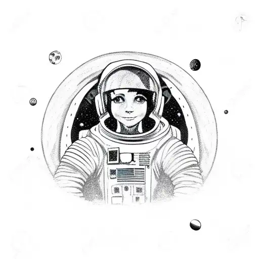 Astronaut playing a guitar on the moon with Saturn in the background tattoo design idea