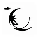 slut and moon tattoo design idea