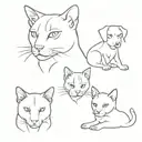 cat and dogs no portrait of pet no paw print original design  tattoo design idea