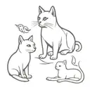 cat and dogs no portrait of pet no paw print original design  tattoo design idea