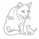 cat and dogs no portrait of pet no paw print original design  tattoo design idea