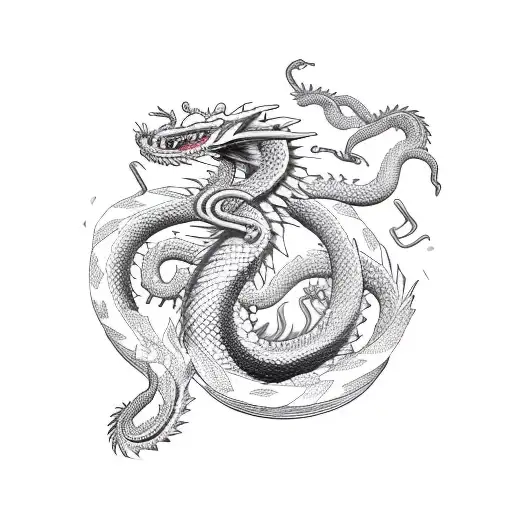 dragon snake eating its own tail tattoo design idea