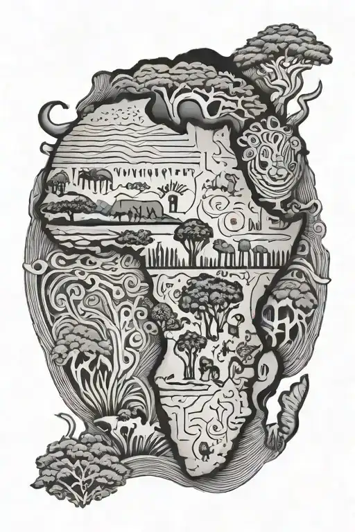 Africa continent with kenya tattoo design idea