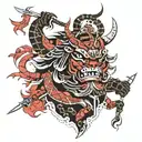 samurai tribal tattoo tauro tattoo design idea