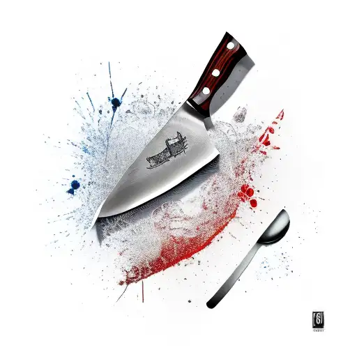 A chef's knife with a twist tattoo design idea