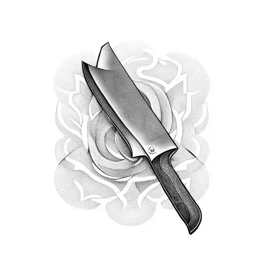 A chef's knife with a twist tattoo design idea