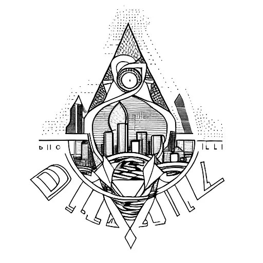 Incorporate a detailed skyline of Dallas in the design tattoo design idea