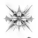 Faded clouds stair way to heaven with angel in the middle and the 1956 and 1971 on either sides tattoo design idea