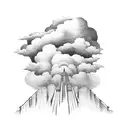 Faded clouds stair way to heaven with angel in the middle and the 1956 and 1971 on either sides tattoo design idea