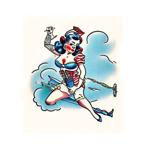 airborne pinup girl tattoo design idea
