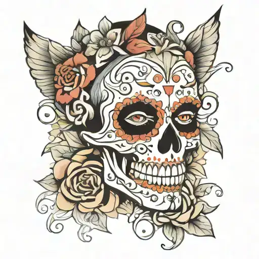 day of the dead half alive tattoo design idea