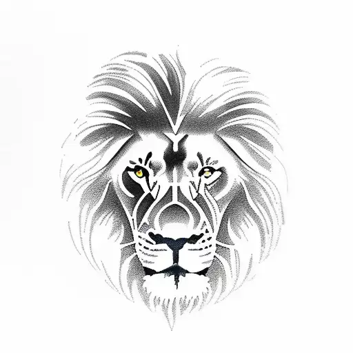 capital V with lion in the middle tattoo design idea