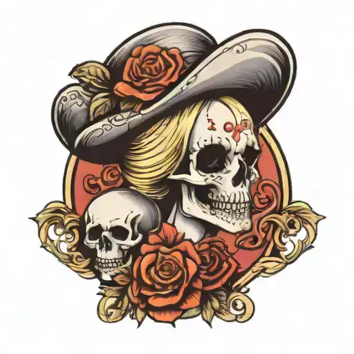 alice skull soft shading tattoo design idea