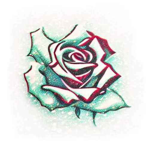 red rose green snow tattoo design idea