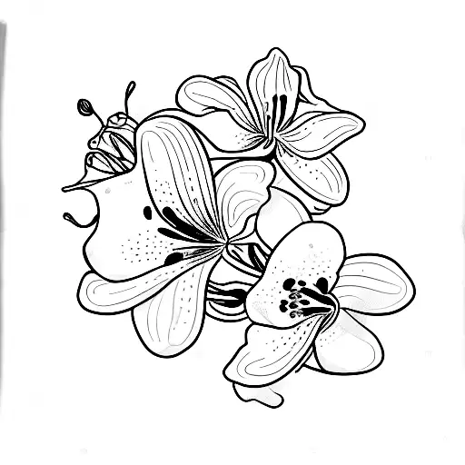 Lily orchid geranium tattoo design idea