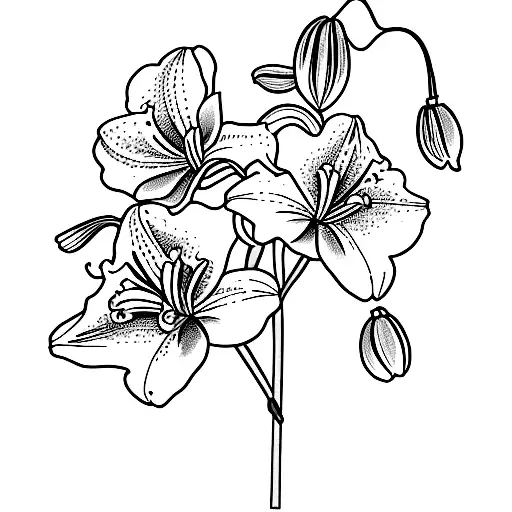 Lily orchid geranium tattoo design idea