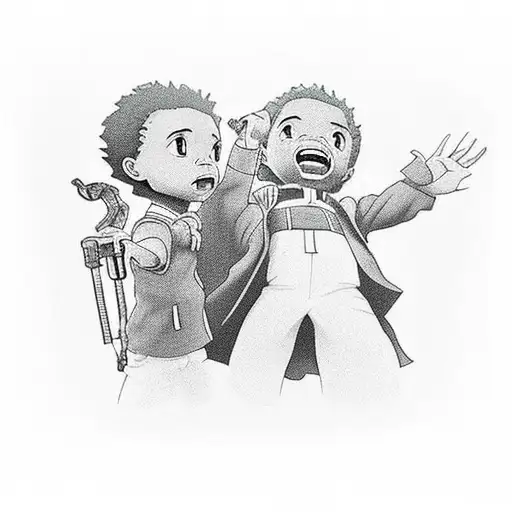 Riley and Huey Freeman from the boondocks on the Zakim Bunker Hill Memorial Brid tattoo design idea