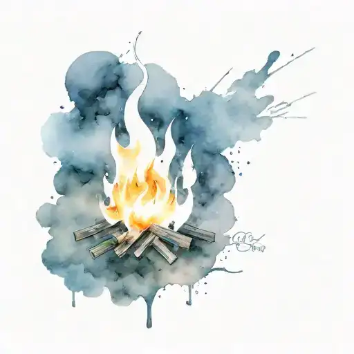a small black and white bonfire with an inscription in memory of a deceased child tattoo design idea
