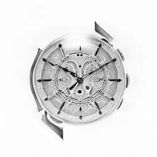 reloj de arena con engranajes  tattoo design idea