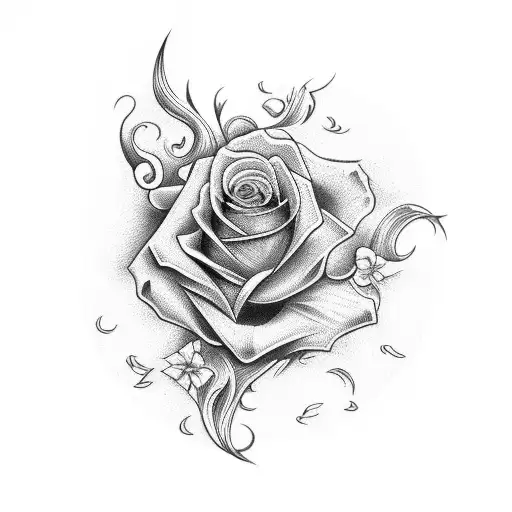 half Rose and half sun tattoo design idea