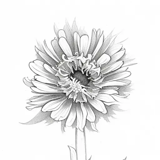 boquet of asters, marigold, daffodil, and poppies tattoo design idea