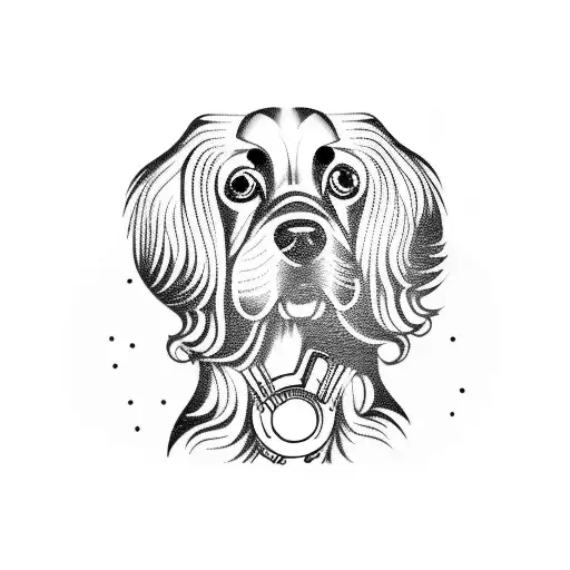 A guitar with musical notes forming the shape of a Cocker Spaniel's head tattoo design idea