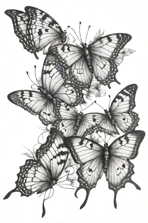 4 butterflies flying together tattoo design idea