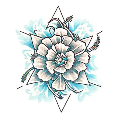 three arrows in a garden of carnations and aster tattoo design idea