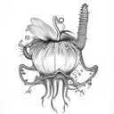 Venus fly trap and bleeding hearts combination tattoo tattoo design idea
