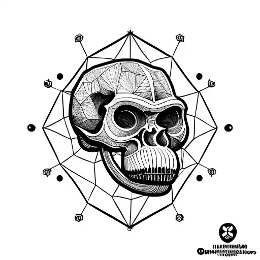Australopithecus enlongated jaw skull  with small fangs tattoo design idea