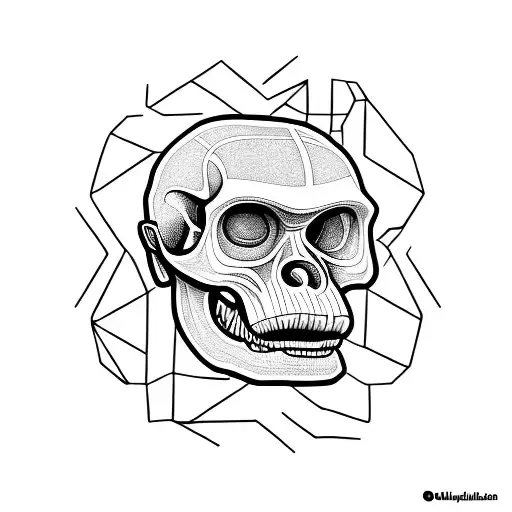 Australopithecus enlongated jaw skull  tattoo design idea