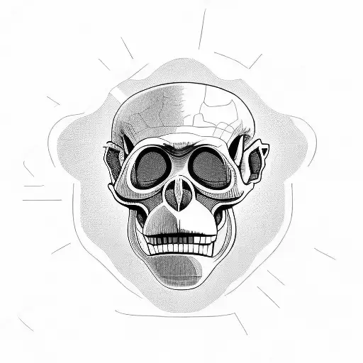 Australopithecus monkey alike enlongated jaw skull  tattoo design idea