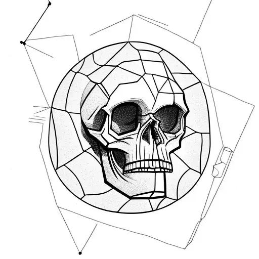 cave hominid skull with low brow and  big jaw 45 degree angle to a side  tattoo design idea