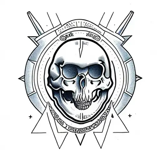 Australopithecus  skull with big lower jaw 45 degree angle to a side tattoo design idea