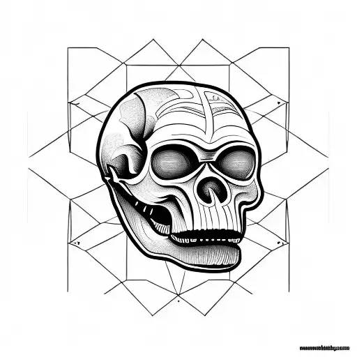 Australopithecus enlongated jaw skull  with small fangs tattoo design idea
