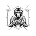 Australopithecus monkey alike enlongated jaw skull 45 degree angle to a side tattoo design idea