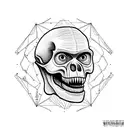 Australopithecus enlongated jaw skull  with small fangs tattoo design idea