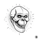 Australopithecus monkey alike enlongated jaw skull  tattoo design idea